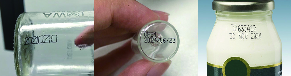 Continuous Inkjet Printer Printing On Glass Bottles