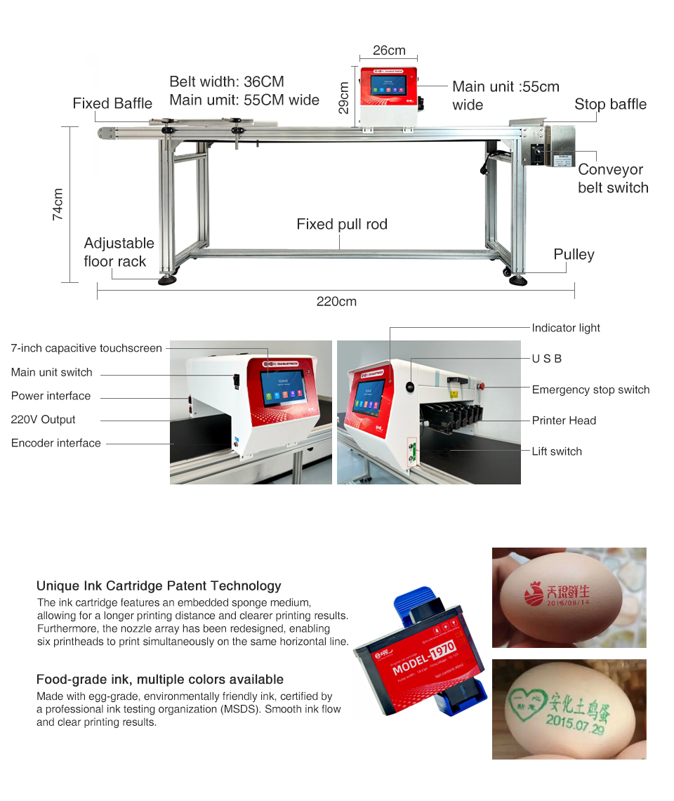 Automatic Egg Date Coding Printing Machine Stamping Expiry Code On Egg Inkjet Printer